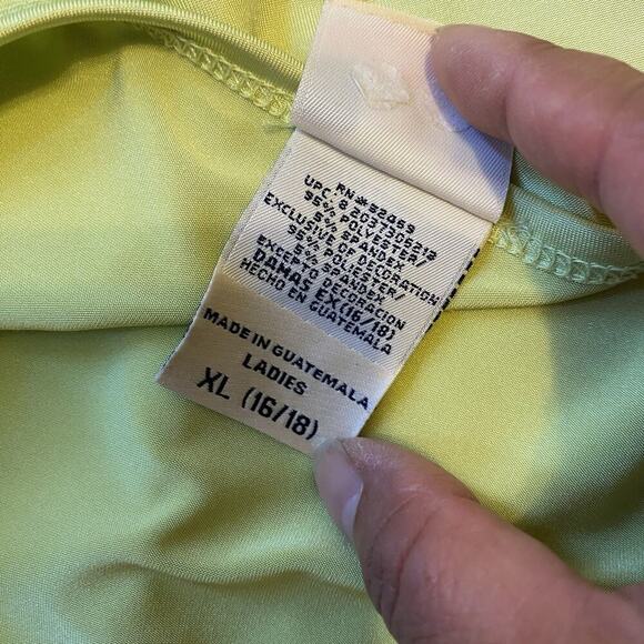 VTG Y2K 90s Faded Glory Green Lace Trim TankTop Sleeveless Fairy VNeck Women XL - Picture 9 of 9